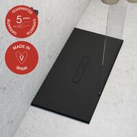 Receveur de douche Poalgi, extraplat, noir anthracite, L.80 x l.180 cm, finition sable, série Clay