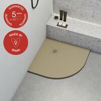 Receveur de douche Poalgi, extraplat, semi-circulaire, beige albero, L.80 x l.80 cm, finition ardoise, série Hos's
