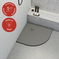 Receveur de douche Poalgi, extraplat, semi-circulaire, gris ciment, L.80 x l.80 cm, finition ardoise, série Hos's