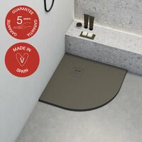 Receveur de douche Poalgi, extraplat, semi-circulaire, gris tundra, L.90 x l.90 cm, finition ardoise, série Hos's