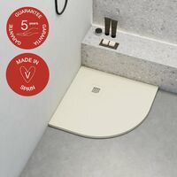 Receveur de douche Poalgi, extraplat, semi-circulaire, blanc marfil, L.90 x l.90 cm, finition ardoise, série Hos's