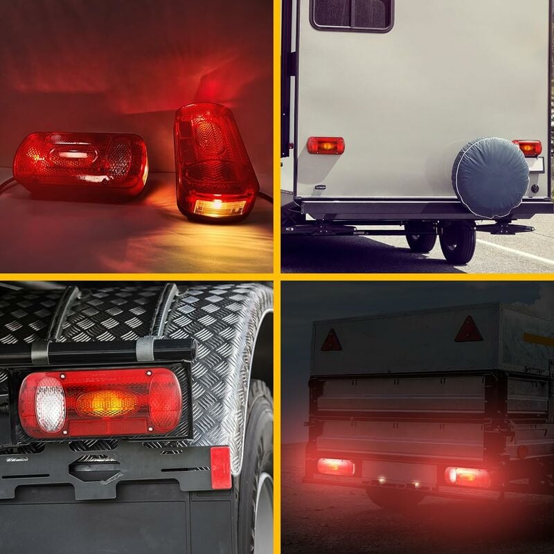 Feux 13 Broches Remorque Kit Feux Arrière Remorque 12V - 13 Broches, 6 Fonctions, Étanche IP67 éclairage Remorque Caravane