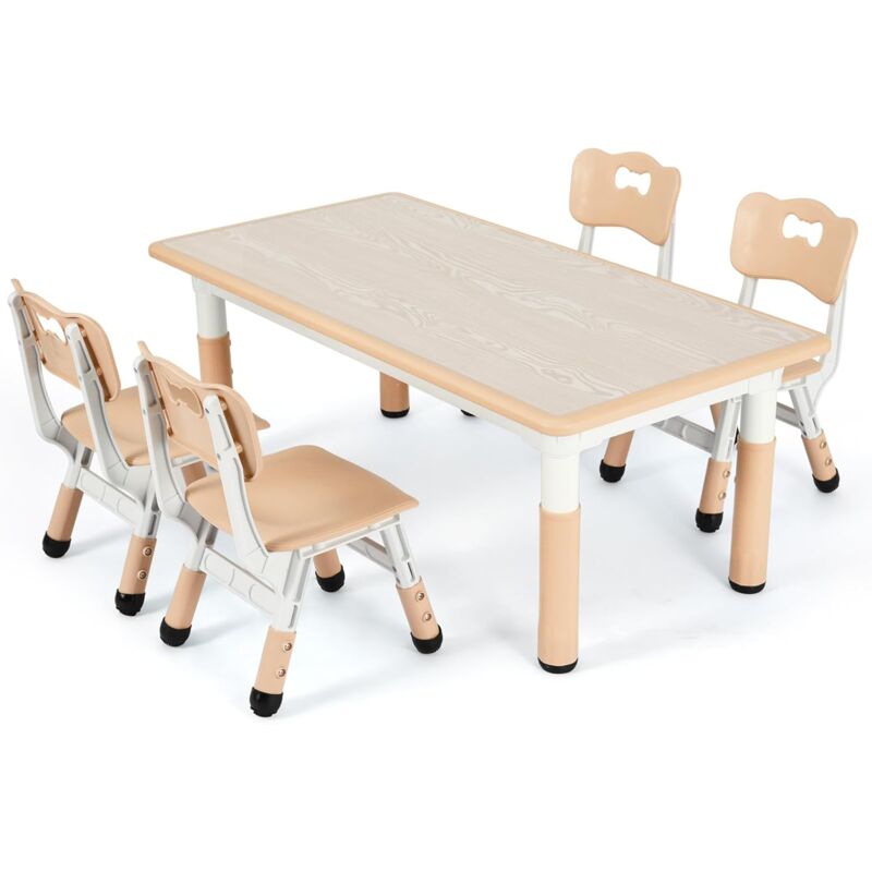 Table Pour Enfant Avec 2 Chaises, Ensemble De Table Pour Enfants Réglable En Hauteur, Meubles En