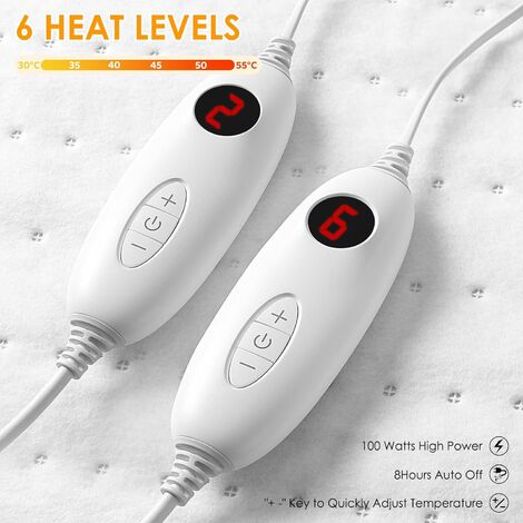 Sous-couverture Chauffante électrique Lit Simple - 3 Niveaux De Température, 2 Régulateurs, Lavable, Protection Surchauffe