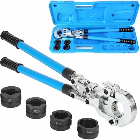Tlgreen – Pince à sertir multicouche – Mâchoires interchangeables U16, U20, U25, U32 – Tête rotative 360° – Poignée ajustable 36 à 62 cm – Pour tubes PEX/PB