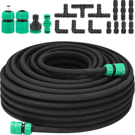 TLGREEN Tuyau d'arrosage 50M, Tuyau Poreux, Goutte à Goutte Tuyau Économiseur d'Eau pour Parterres de Fleurs, pour Arrosage, Jardins, Pelouses, Terrasses, Potagers et Serres Flexible Irrigation Kit
