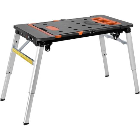 Tlgreen – Établi pliant 7 en 1 – Charge maximale 150 kg – Hauteur réglable 52/80 cm – Plateau plastique facile à nettoyer – Chariot portable avec 4 roues