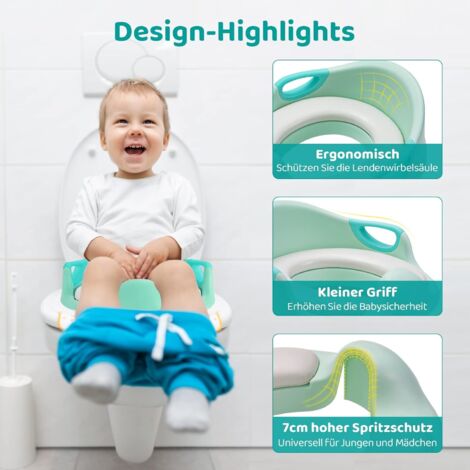 YARDIN Rehausseur Siège Toilette Enfant Avec Poignées Et Dossier - Blanc Et Gris