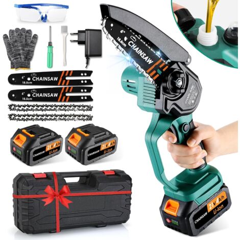 Mini Tronçonneuse Électrique 6 Pouces - Scie Sans Fil Avec 2 Batteries 8000mAh - Parfaite Pour Jardin Et Bricolage
