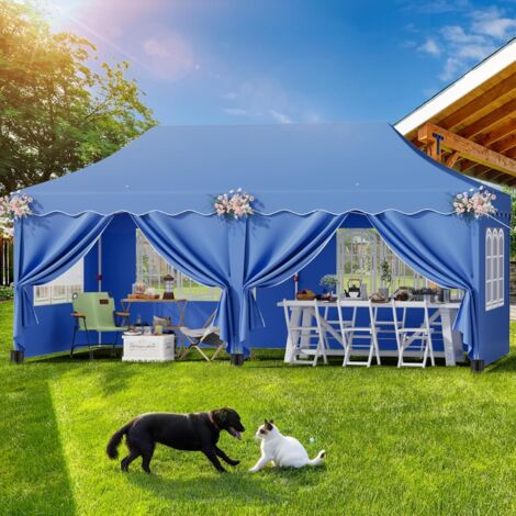 Tonnele De Jardin 3x6 M Avec 6 Parois Amovibles - Tente Pop-up Instantanée Pour Fêtes, Mariage, BBQ - Inclut 6 Sacs De Sable