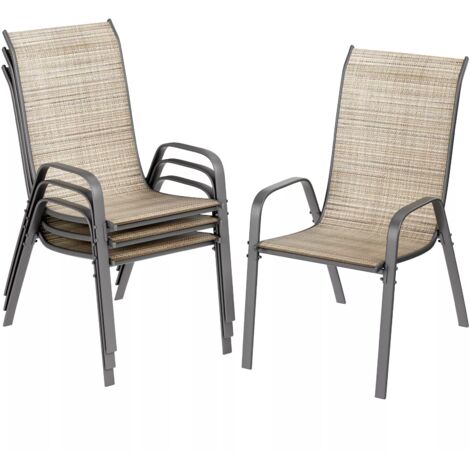 Tlgreen – Lot de 4 chaises de jardin empilables – Dossier haut – Acier textilène – Charge maximale 150 kg – Dimensions 54 x 69 x 93 cm