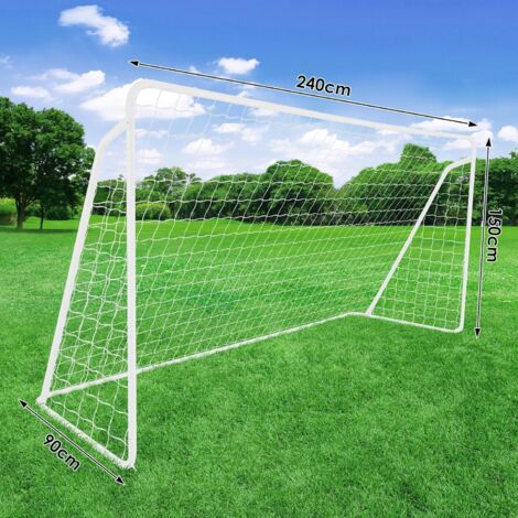 But de Foot 240 x 150 cm Cage de Foot pour Enfants avec 2 Filets Amovibles, Cadre Robuste en Acier Galvanisé