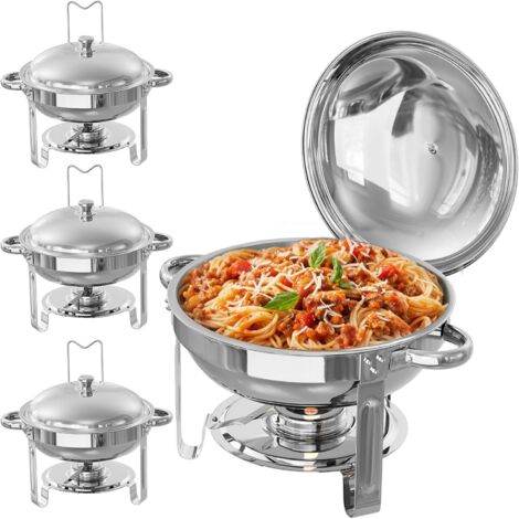 Buffets Chauffants Ronds,Chafing Dish 5L,Chauffe-Plats en Acier Inoxydable,pour Traiteurs,Buffets-(4PCS)