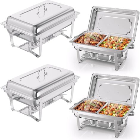 Chafing Dish 9L Buffets Chauffants en Acier Inoxydable pour Maison Restaurants-(4pcs)