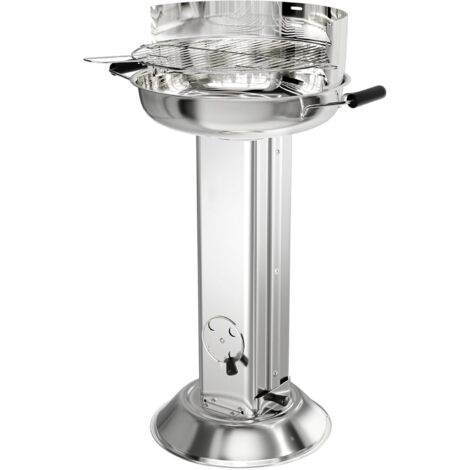 Barbecue à charbon de bois en acier inoxydable,Barbecue à colonne, Hauteur réglable en 4 directions, avec grille de chromée, Cendrier et ventilation, Outdoor, Jardin, Camping, BBQ,584285cm