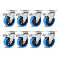 Tlgreen – Lot de 8 roulettes pivotantes 100mm – Charge lourde jusqu'à 600kg – Caoutchouc polyuréthane – Freins – Rotation 360° – Pour tous types de sols