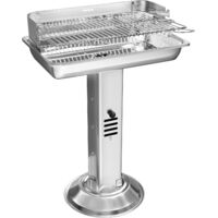 Barbecue à charbon de bois en acier inoxydable, Barbecue à colonne 523284cm, Hauteur réglable en 3 directions, avec grille de chromée, ventilation et Cendrier, Plage, Outdoor, Camping, BBQ