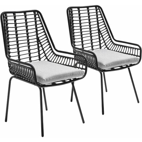 2 sedie da giardino in rattan sintetico e acciaio