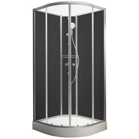 Cabine de douche intégrale 90 x 90 x 204 cm, arrondie, cabine de douche complète Schulte avec portes coulissantes, Veronna