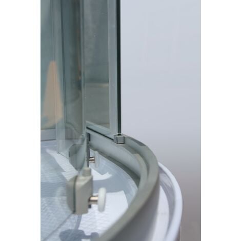 Cabine de douche intégrale 90 x 90 x 204 cm, arrondie, cabine de douche complète Schulte avec portes coulissantes, Veronna