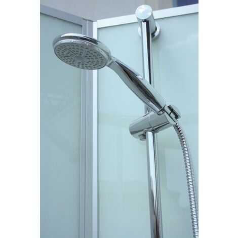 Cabine de douche intégrale 90 x 90 x 204 cm, arrondie, cabine de douche complète Schulte avec portes coulissantes, Veronna