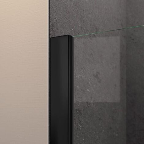 Paroi de douche à l'italienne, profilé noir à clipser, paroi fixe Walk In style industriel, NewStyle Atelier Schulte, verre 6 mm 90 x 200 cm