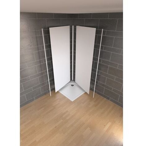 Lot de 2 profilés de finition + 1 profilé d'angle pour panneau mural de douche, DécoDesign, Schulte, Blanc, 210 cm