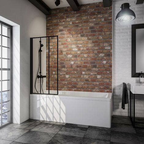 Pare-baignoire pliant, 70 x 130 cm, 1 volet Capri, pivotant, Schulte, Verre 5 mm décor sérigraphié atelier 4, profilé noir