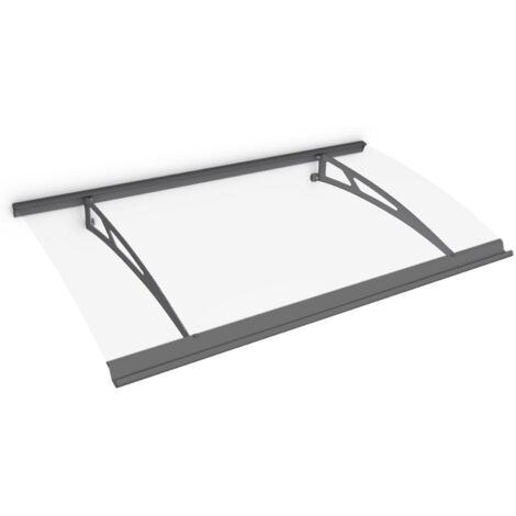 Marquise auvent de porte, Schulte Style Plus, polycarbonate transparent, fixations en acier anthracite, Classic, 160 x 90 cm