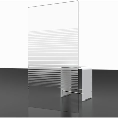 Pare-baignoire pliant, 159 x 140 cm, sans percer, profilé blanc, 7 volets, Schulte, verre 3 mm, Décor sérigraphié rayures horizontales