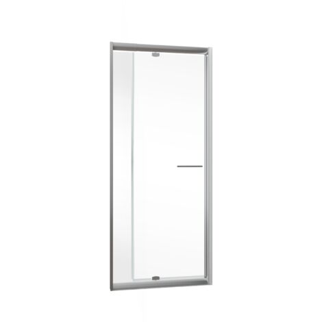 Porte de douche pivotante extensible, verre 5 mm, Vita, Schulte, profilé aspect chromé, verre transparent, 80-90 cm