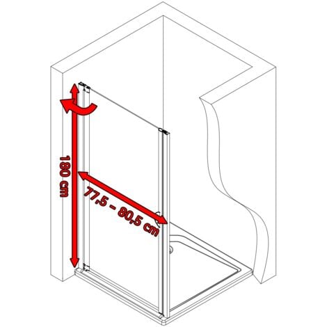 Porte de douche pivotante, 80 x 180 cm, verre transparent 5 mm, Schulte Sunny, profilé alu-argenté