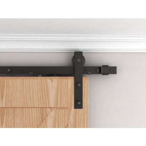Porte de grange Oak 102 x 215 cm, porte coulissante pleine intérieure en bois, système ouvert noir avec softclose