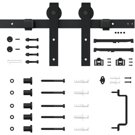 Porte de grange Oak 102 x 215 cm, porte coulissante pleine intérieure en bois, système ouvert noir avec softclose