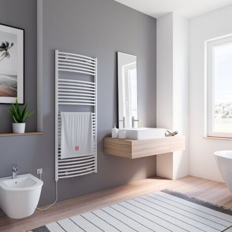 Radiateur sèche-serviette à eau chaude Europa, blanc, inertie fluide, vertical, Schulte, 150 x 60 cm, 820 W