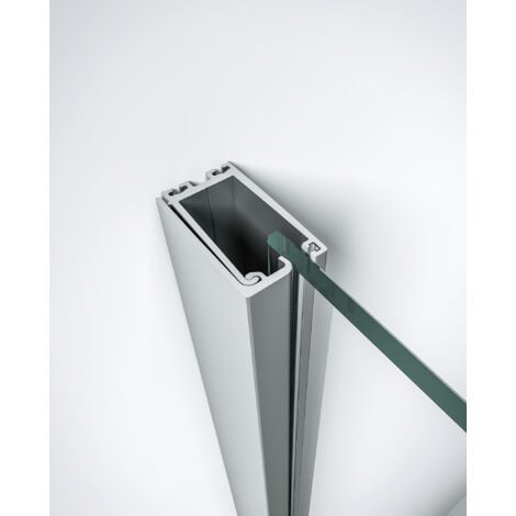 Paroi de douche à l'italienne, profilé aspect chromé, paroi fixe Walk In, NewStyle Schulte, traitement anticalcaire, décor Mistral, verre 5 mm, 100 x 190 cm