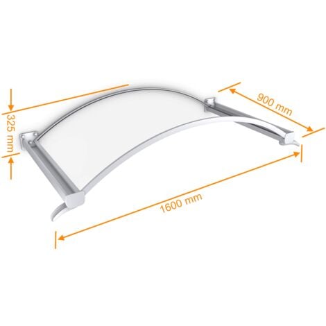 Marquise auvent de porte voûté, 163 x 90 cm, Schulte Basic, transparent, fixation blanche