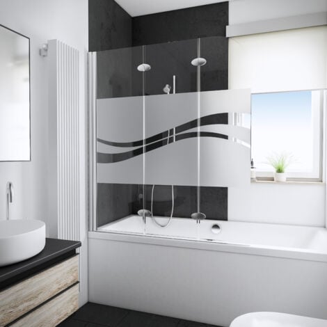 Schulte parete per vasca da bagno, sopravasca, pieghevole, 5 mm vetro di sicurezza liane, colore profilo cromato, 125 x 140 cm