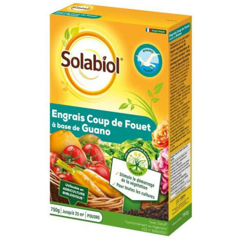 SOLABIOL SOGUA750N SOGUA750N-Engrais Coup De Fouet a Base de Guano-Estimula El Inicio de La Vegetación, Amarillo