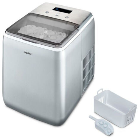 MEDION Máquina de hielo (tamaños pequeños y grandes, depósito de agua de 2,6 litros, duración de producción corta aproximadamente) (1/5)