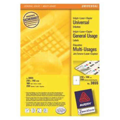 Avery Zweckform, Etiquetas Avery 210 x 148mm, A4 (3655) (1/2)