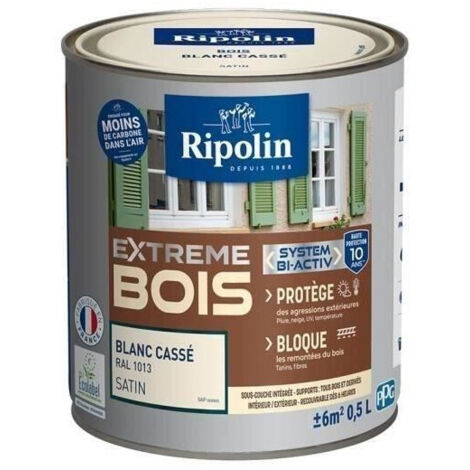 RIPOLIN Peinture Bois Satin Haute Protection 10 ans qui Protege et Magnifie vos Bois - Blanc cassé (1/2)