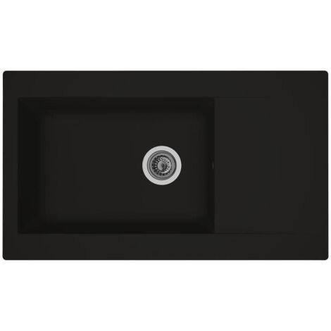 Fregadero de cocina empotrado STRADOUR 1 gran tazón + 1 escurridor Einna - Resina - 86 x 50 cm - Negro