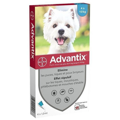 ADVANTIX 4 pipetas antiparasitarias - Para perro pequeño de 4 a 10kg