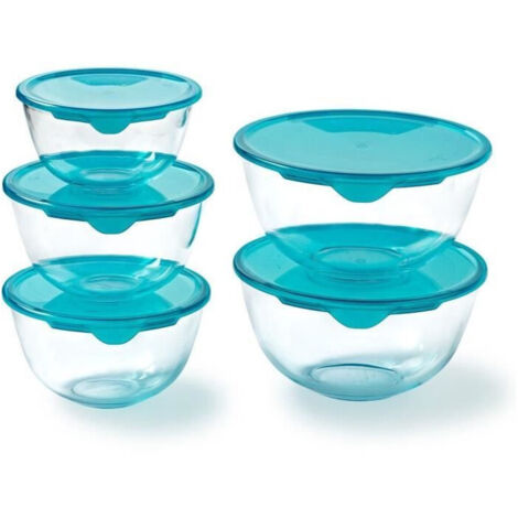 Set de Fiambreras Pyrex Transparente Turquesa 5 Piezas (1/4)