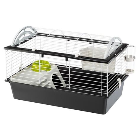 Ferplast Jaula Conejos CASITA 80 - Espaciosa, Techo Abatible, Escalera Frontal, Clips de Seguridad - Fácil Mantenimiento, Accesorios Incluidos - Eco-Sostenible - 78 x 48 x h 50 cm
