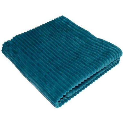 Couverture boudoir - DOMIVA - Paon - 75 x 100 cm - Velours côtelé, douce et chaude