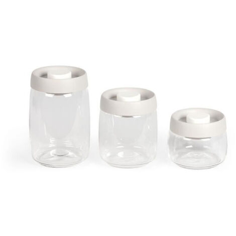 Set de 3 bocaux sous vide - LIVOO - MEN401 - 400 ml, 800 ml, et 1,2 L - Verre borosciliate - Compatible congélation (1/4)
