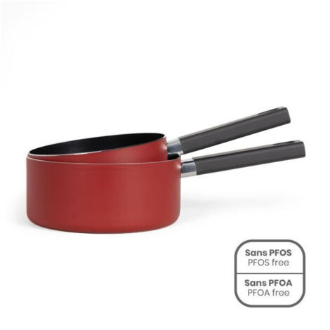 Set de 2 casseroles - LIVOO - MEP154R - Antiadhésif sans PFOA ni PFOS - Manche silicone - Tous feux dont induction (1/5)