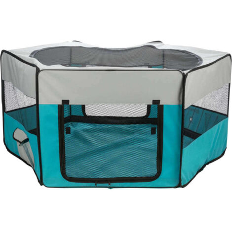 Enclos avec filet/base - TRIXIE - ø 150 × 65 cm - Turquoise / Gris clair (1/4)